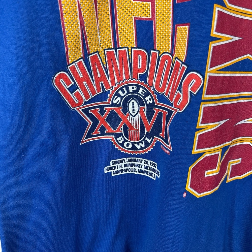 Vintage 1992 Washington Redskins Super Bowl NFL Football Blue Shirt Size M - Picture 3 of 9